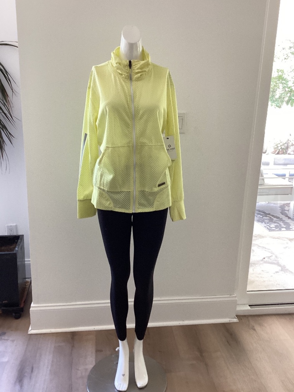 Nine West Active Women’s Full Zip Jacket Lime Green Yellow Mesh Athletic Size S